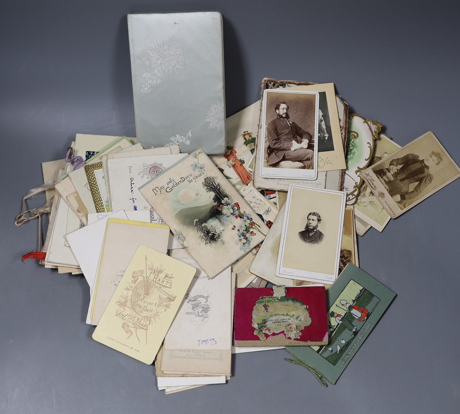 Victorian and later greetings cards, stamps etc